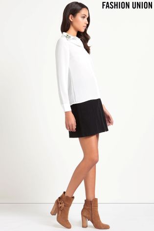 Fashion Union Petite Embroidered Shirt